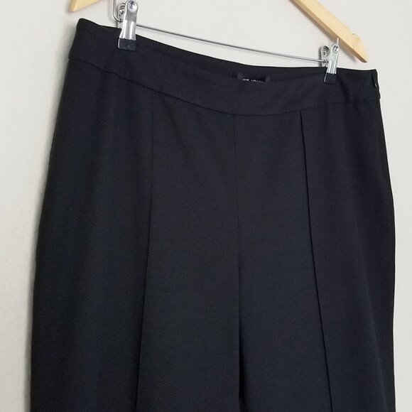 St. John Emma Trouser Pants Womens 16 Black Gray Birdseye Tapered Leg Full USA - Picture 2 of 13